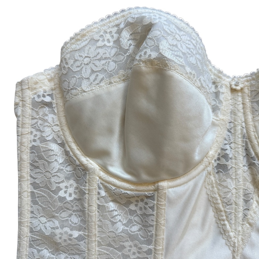 Dominique Women's Lace Longline Corset Bustier Bra Ivory ONLY 38D 2 Set Bridal